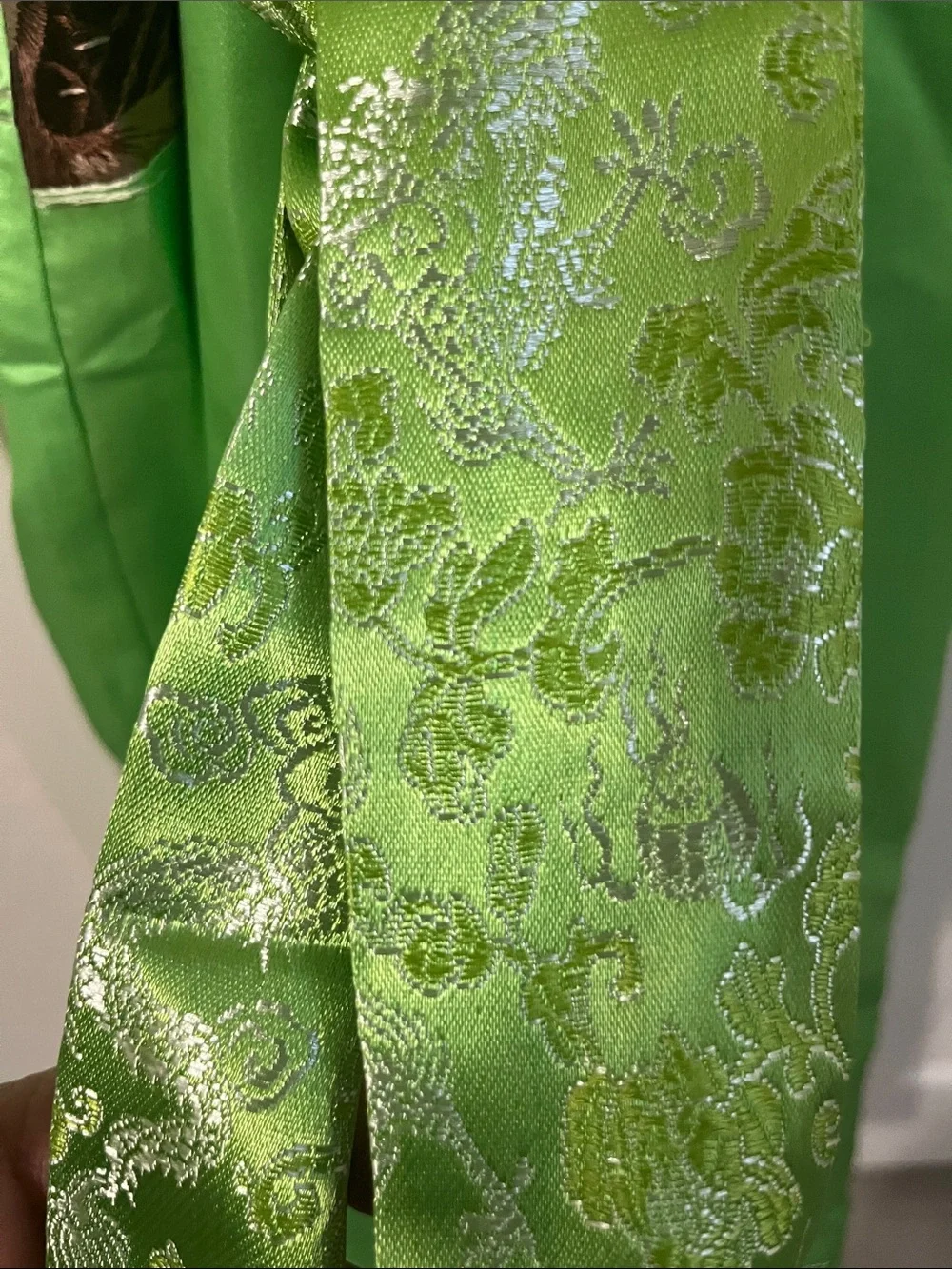 Green Embroidered Silk Kimono Robe